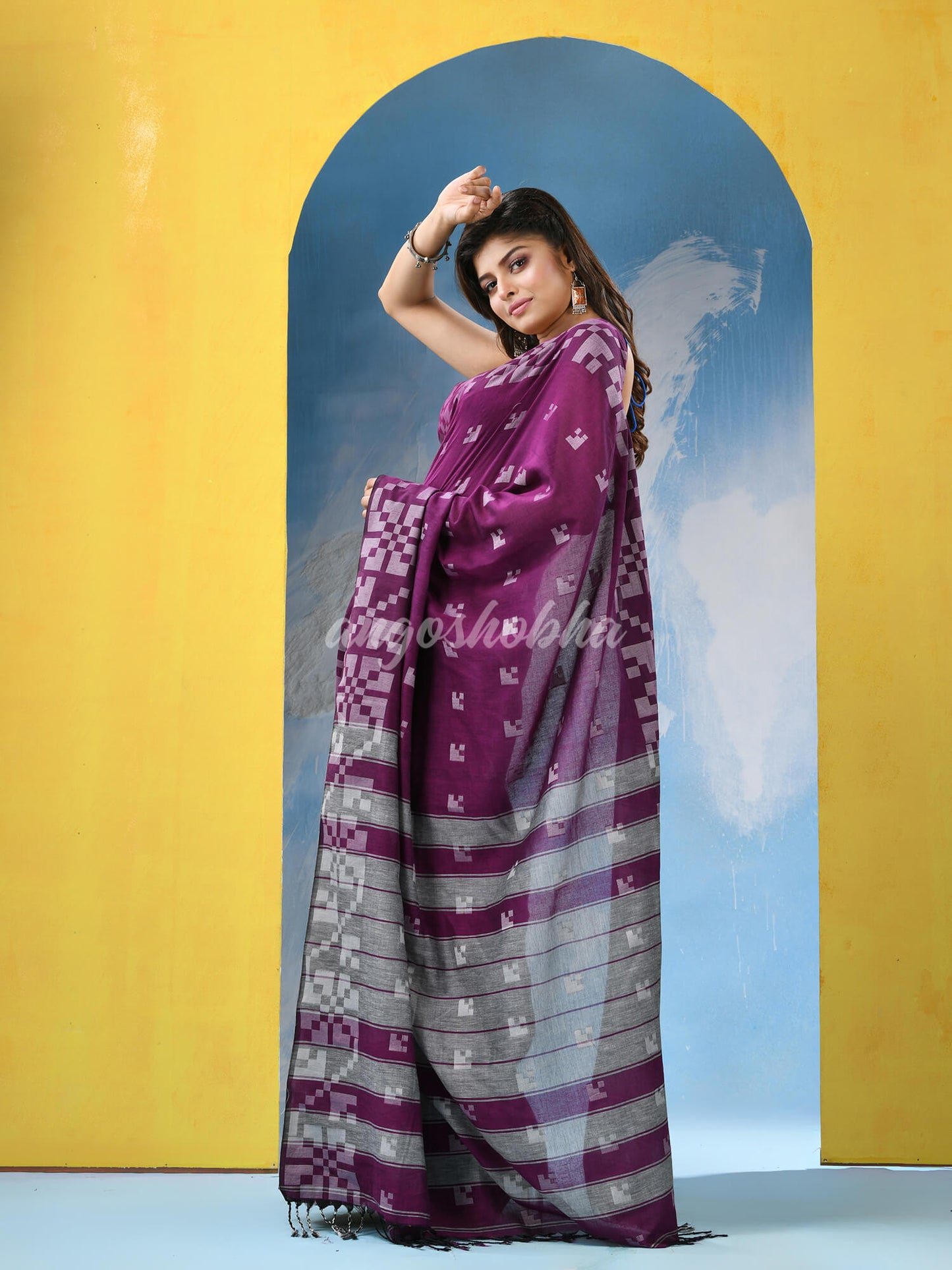 Purple Cotton Handloom Saree