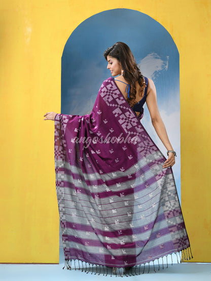 Purple Cotton Handloom Saree