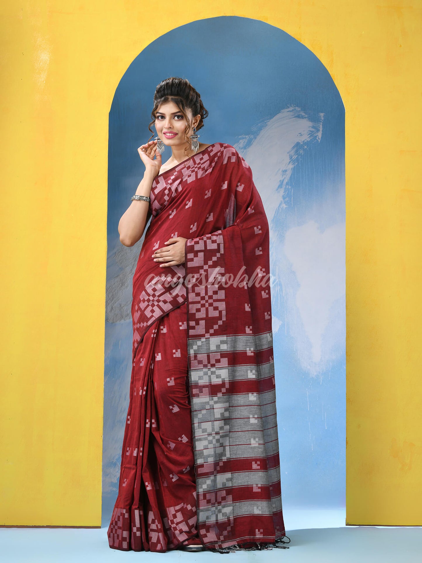 Red Cotton Handloom Saree