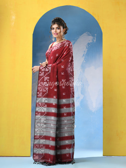 Red Cotton Handloom Saree