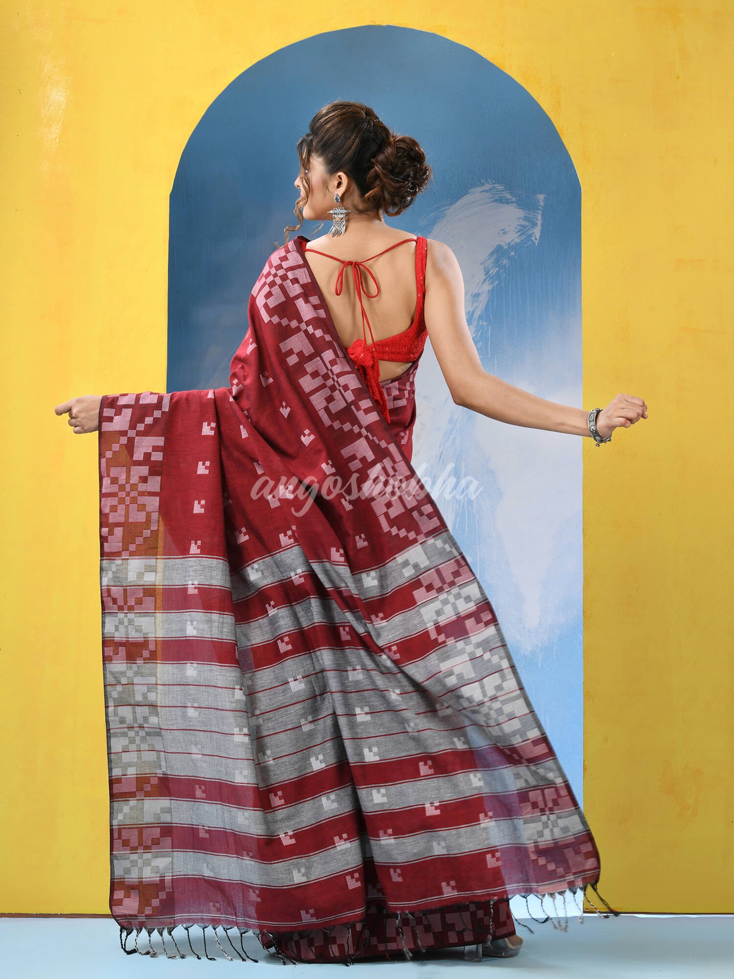 Red Cotton Handloom Saree