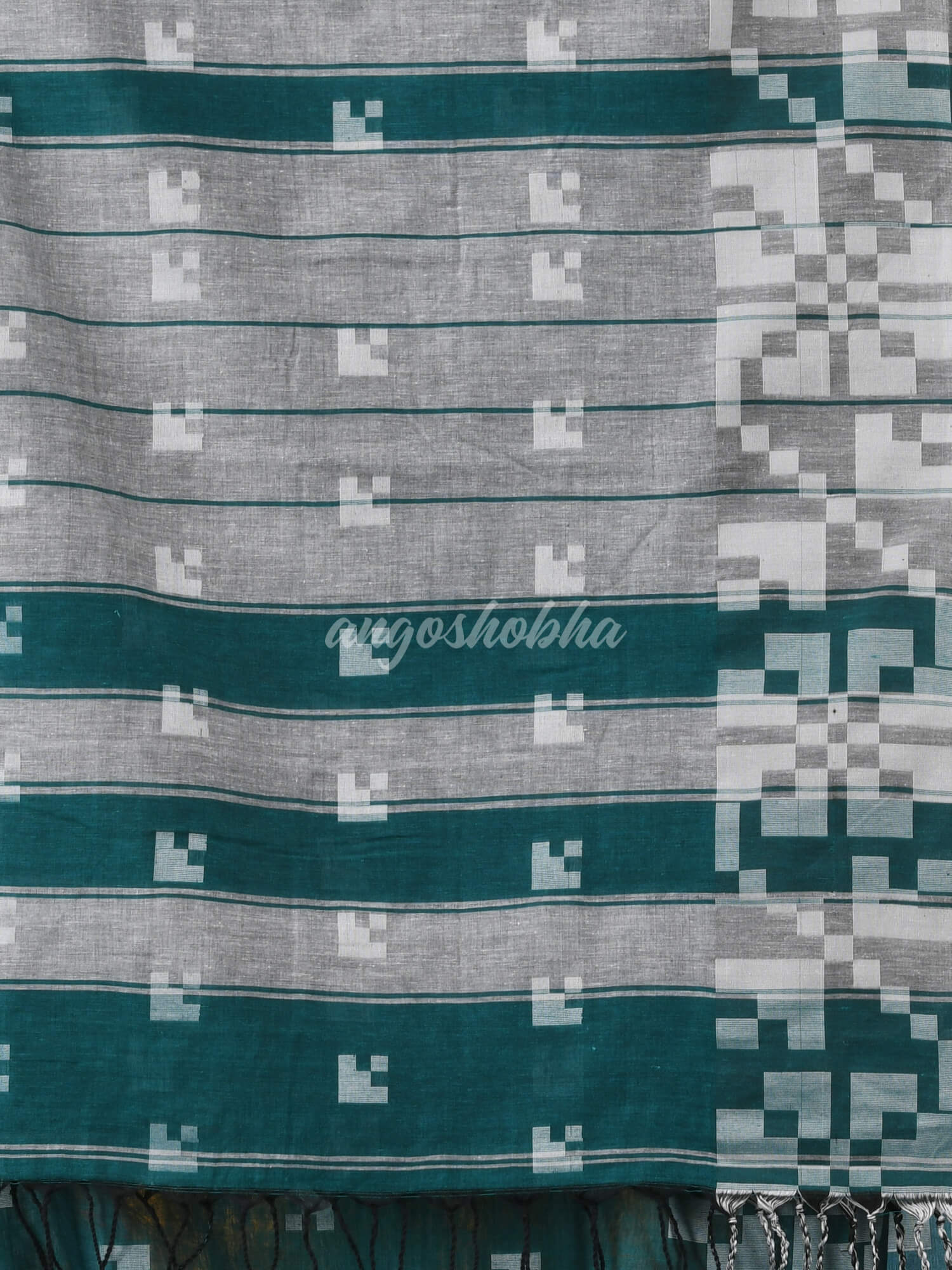 Pine Green Cotton Handloom Saree