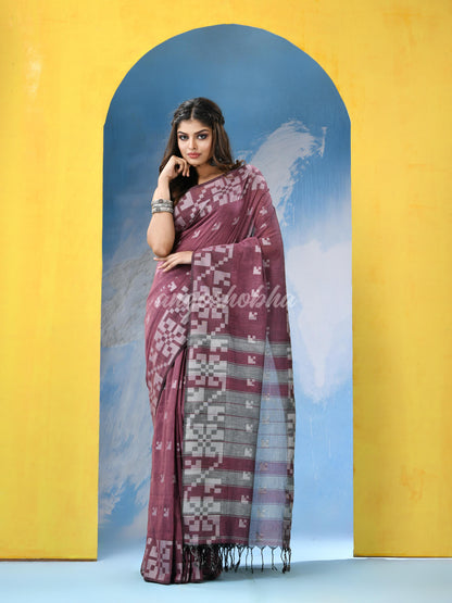 Mauve Cotton Handloom Saree