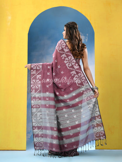 Mauve Cotton Handloom Saree