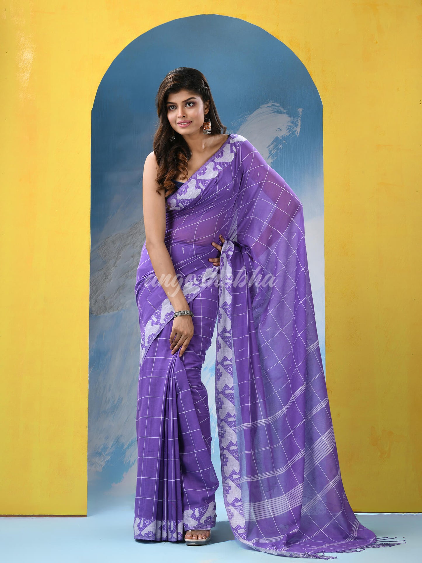 Ultra Violet Cotton Handloom Saree