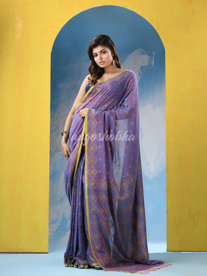 Slate Blue Cotton Handloom Saree