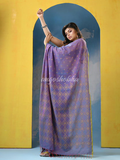 Slate Blue Cotton Handloom Saree