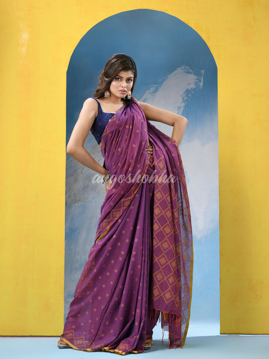 Deep Purple Cotton Handloom Saree