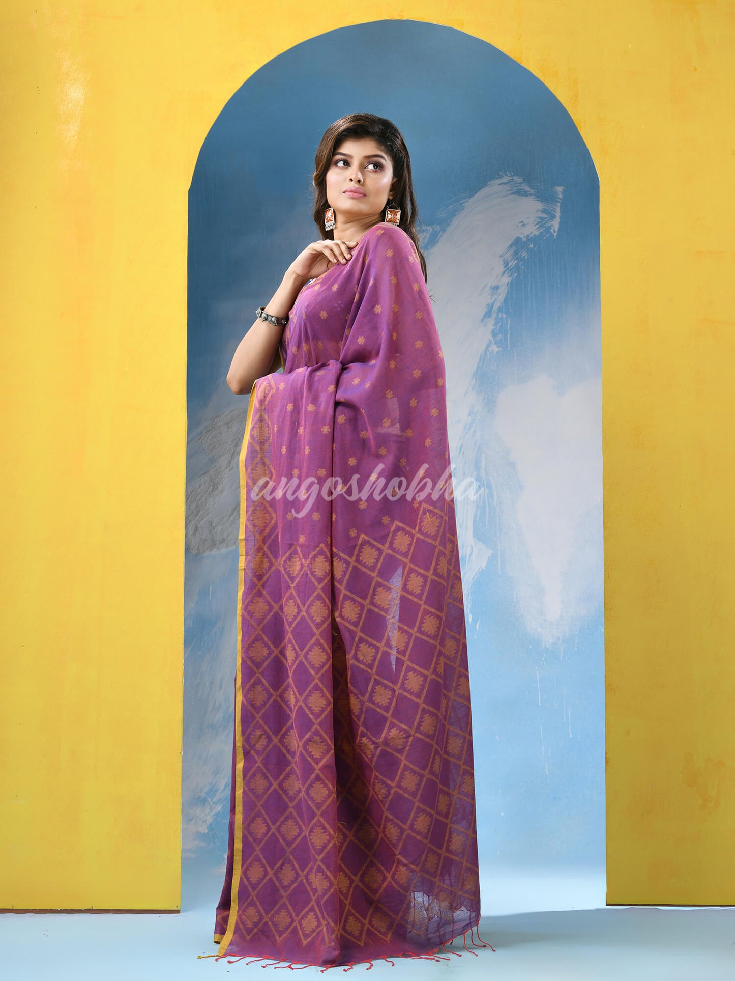 Deep Purple Cotton Handloom Saree