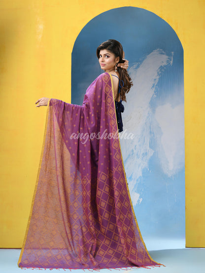 Deep Purple Cotton Handloom Saree