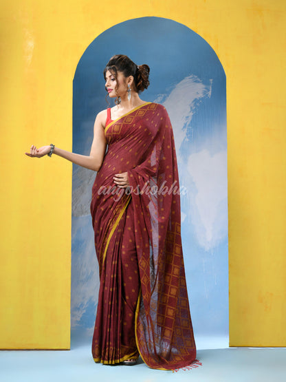 Heather Maroon Cotton Handloom Saree