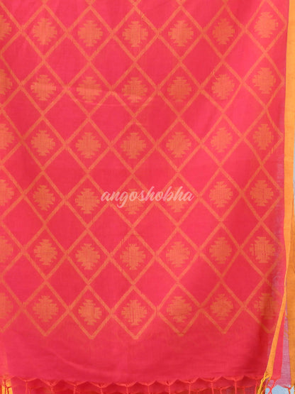 Dark Pink Cotton Handloom Saree