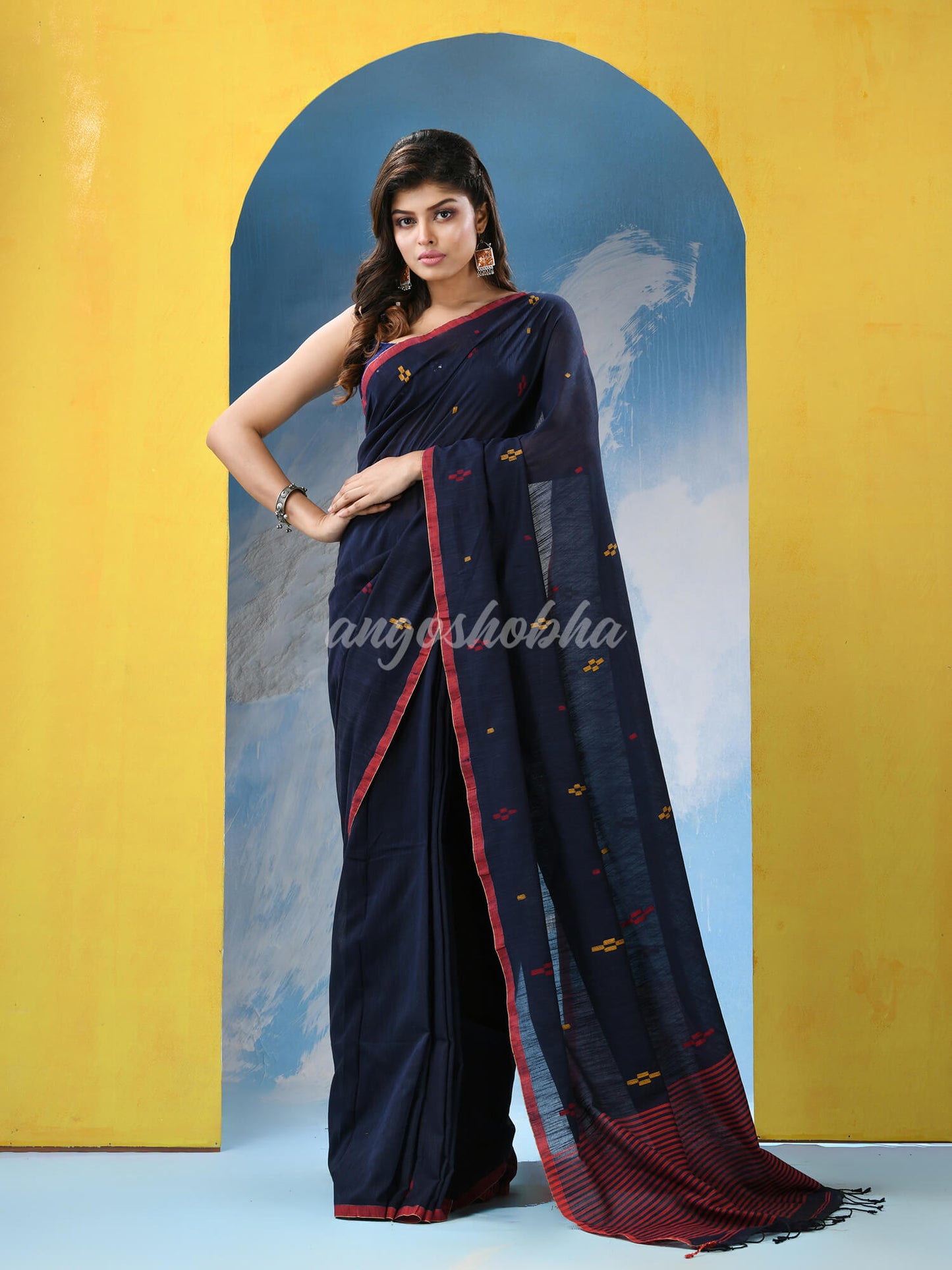 Nevy Blue Cotton Handloom Saree