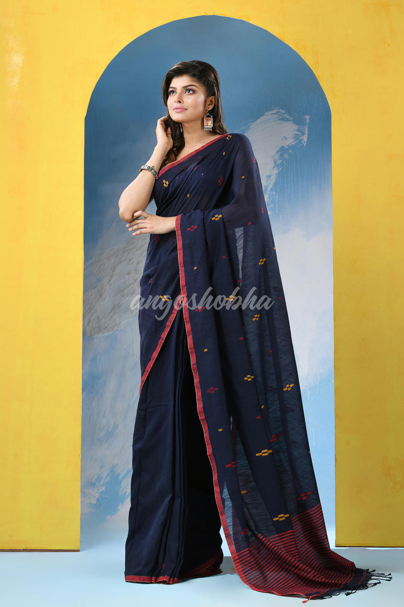 Nevy Blue Cotton Handloom Saree