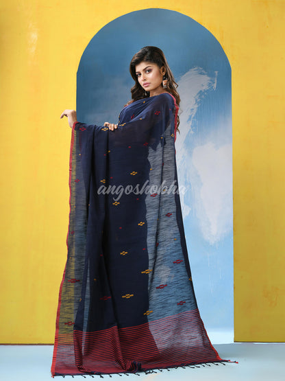 Nevy Blue Cotton Handloom Saree