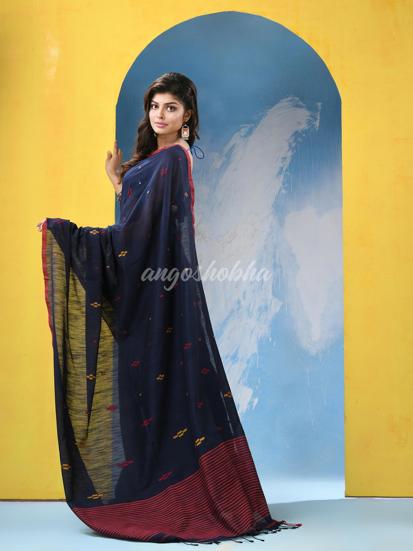 Nevy Blue Cotton Handloom Saree