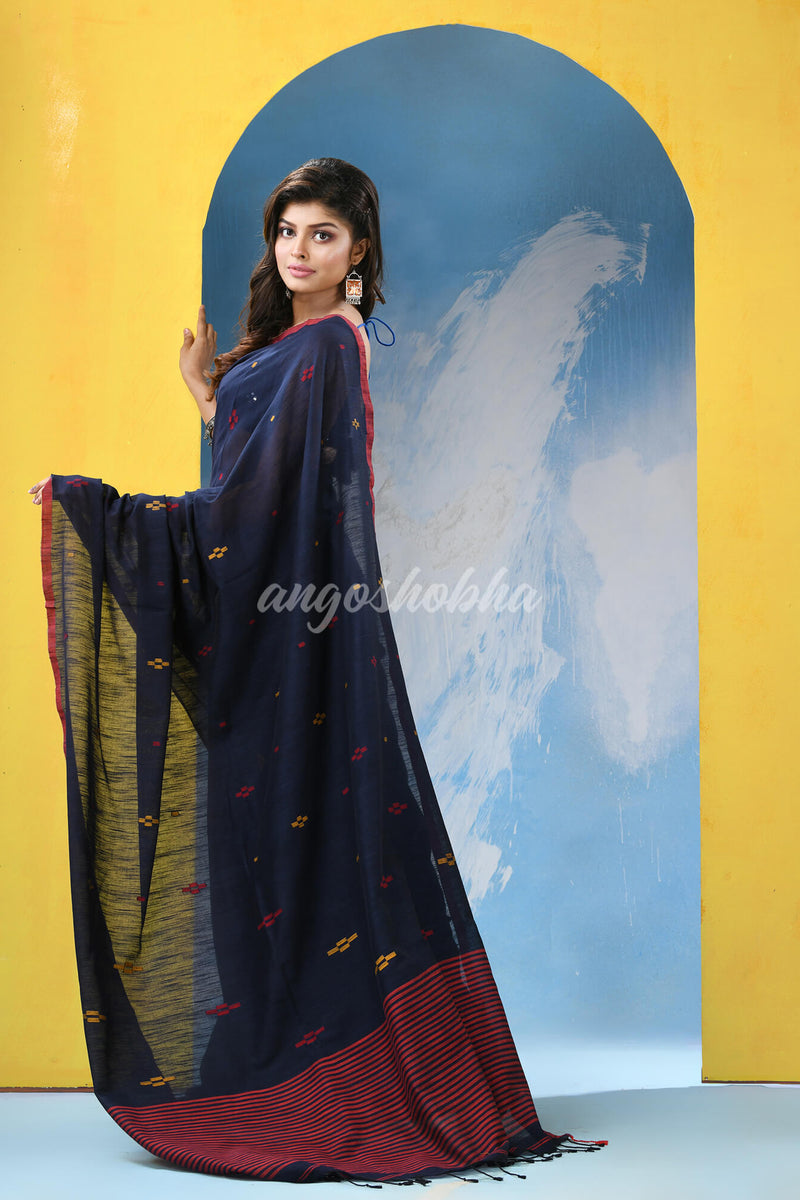 Nevy Blue Cotton Handloom Saree