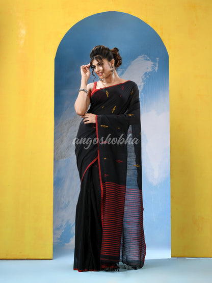 Black Cotton Handloom Saree