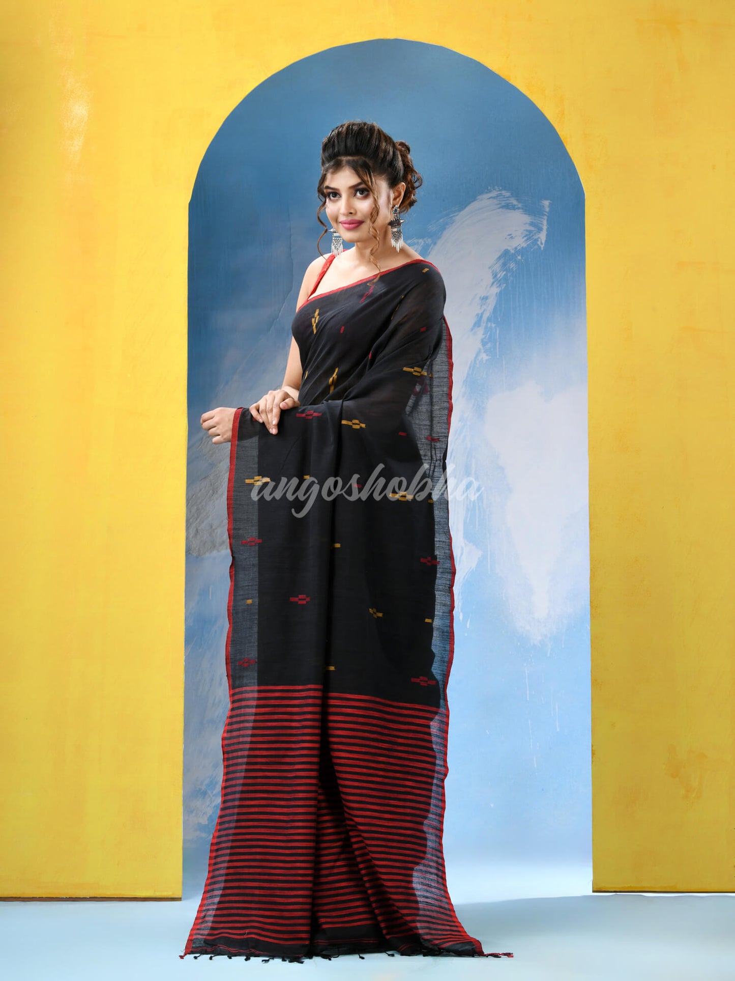 Black Cotton Handloom Saree