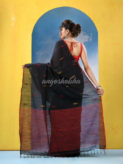 Black Cotton Handloom Saree