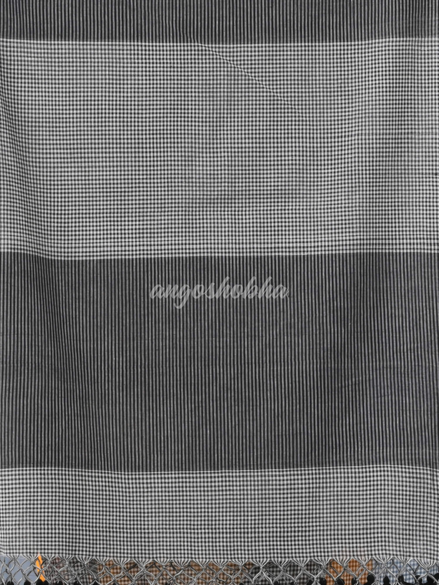 Black Cotton Check Handloom Saree