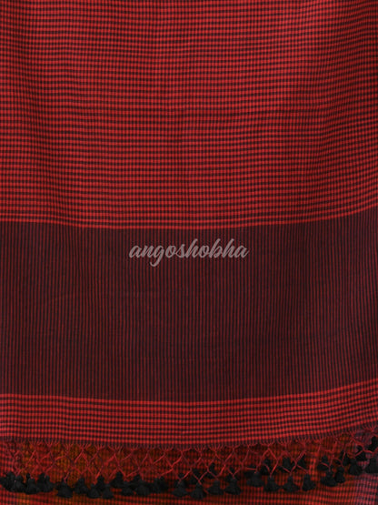 Red Cotton Check Handloom Saree