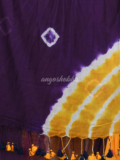 Purple Cotton Tie Die Handloom Saree