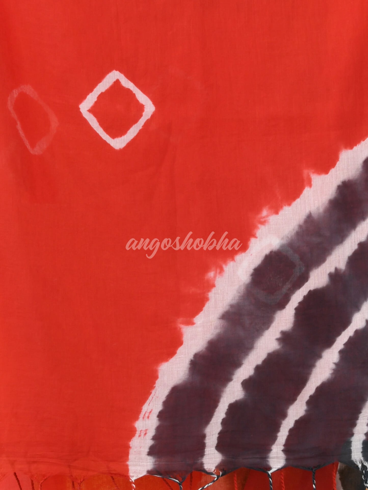 Red Cotton Tie Die Handloom Saree