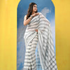 White Cotton Check Handloom Saree