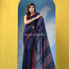 Blue Cotton Pallu Stripe Handloom Saree