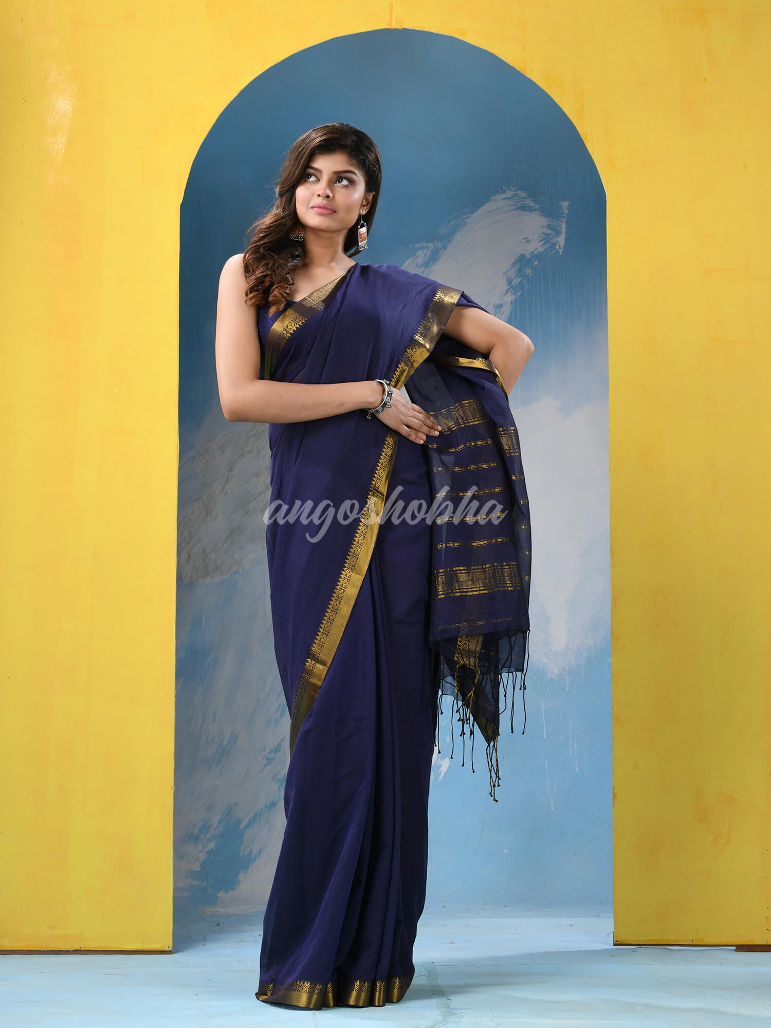 Blue Cotton Handloom Saree