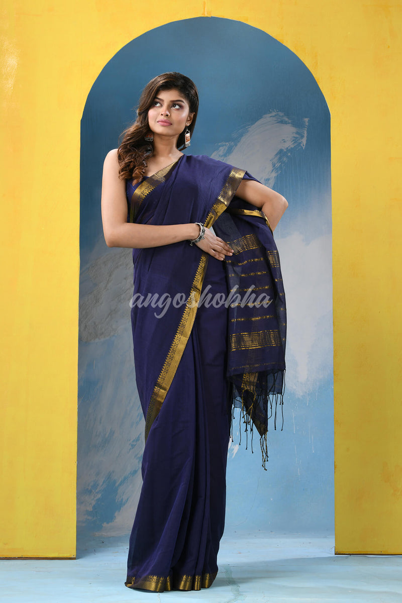 Blue Cotton Handloom Saree