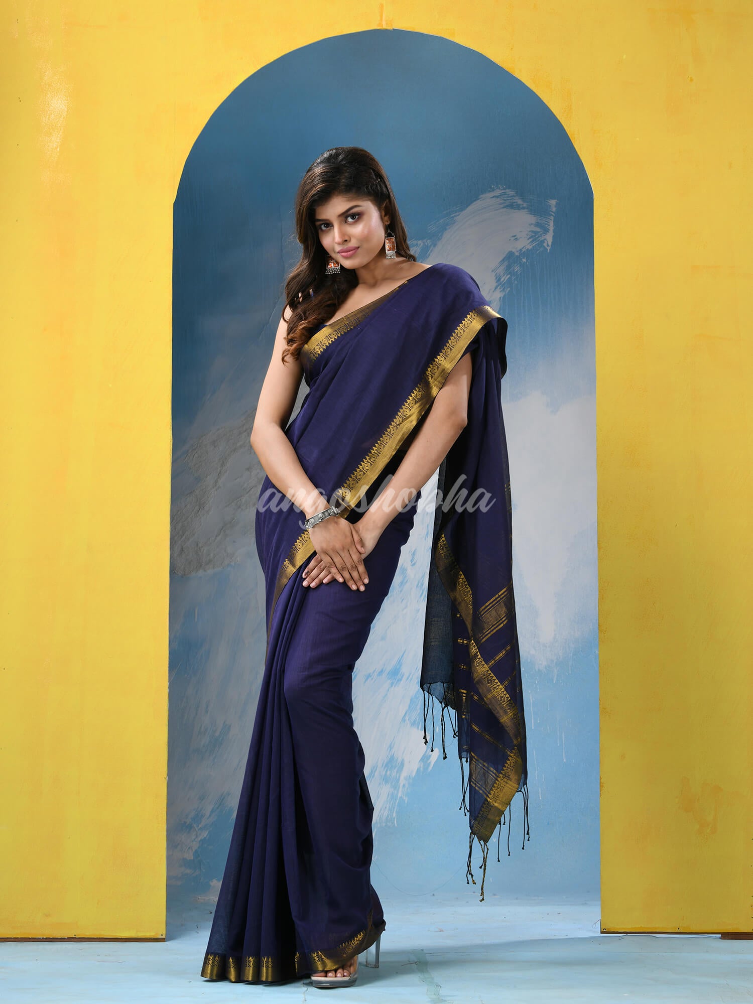 Blue Cotton Handloom Saree