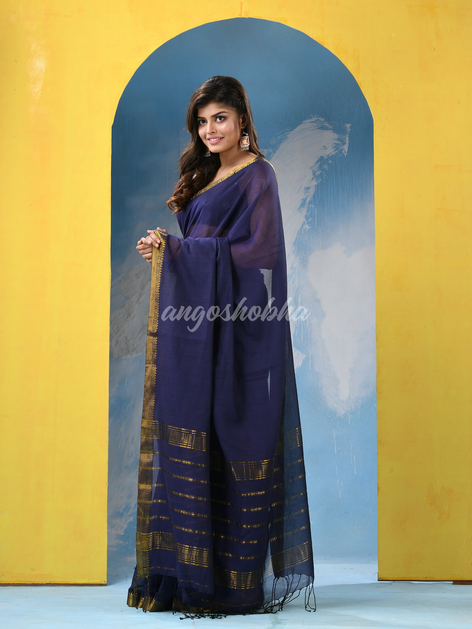 Blue Cotton Handloom Saree