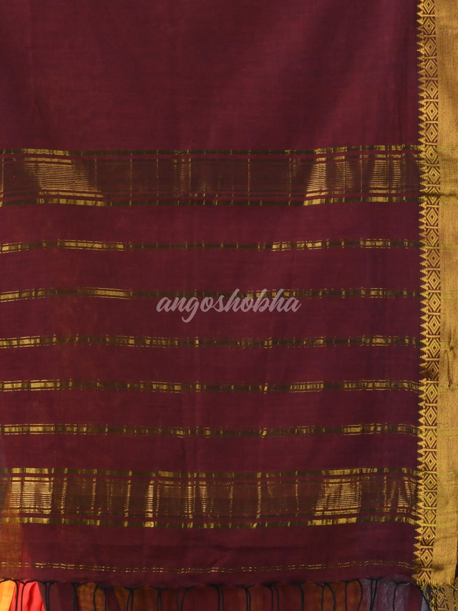 Maroon Cotton Handloom Saree
