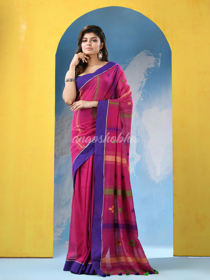 Mulberry Pink Cotton Handloom Saree