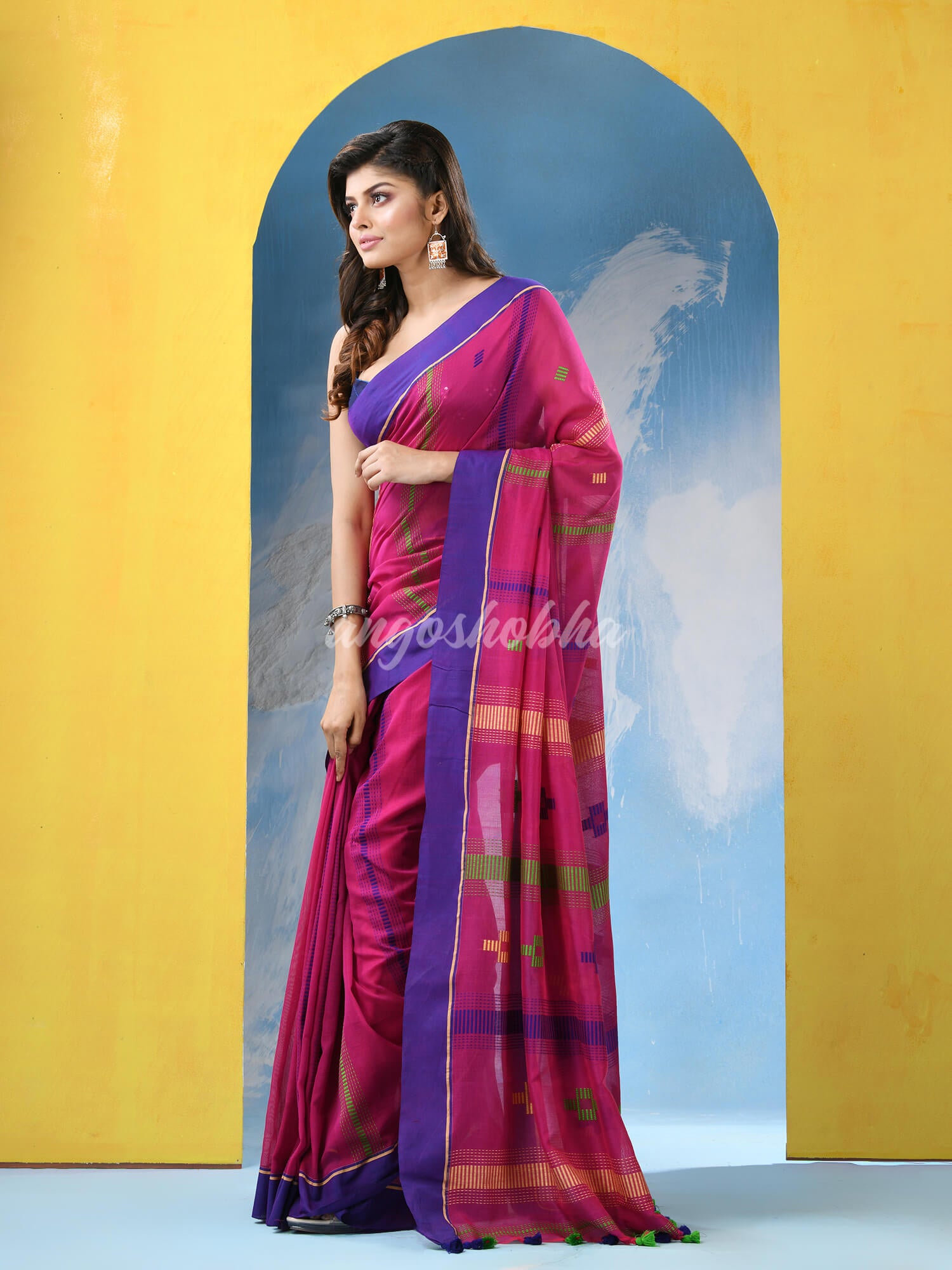 Mulberry Pink Cotton Handloom Saree