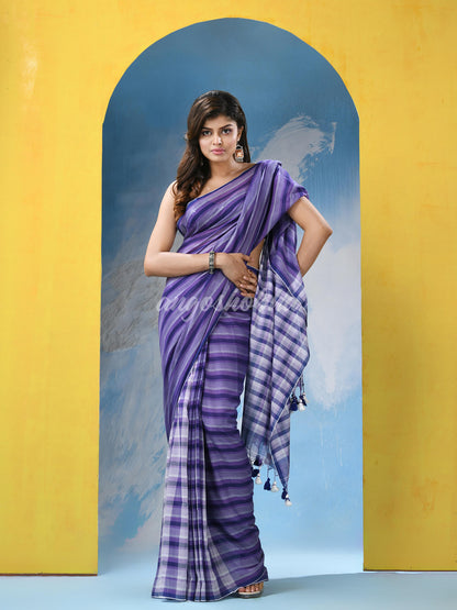 Multicolour Cotton Check Handloom Saree