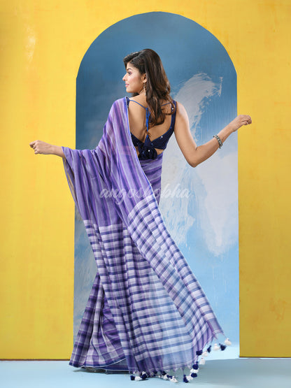 Multicolour Cotton Check Handloom Saree