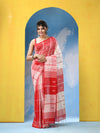 Off White Red Cotton Handloom Saree
