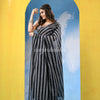 Grey Black Check Cotton Handloom Saree