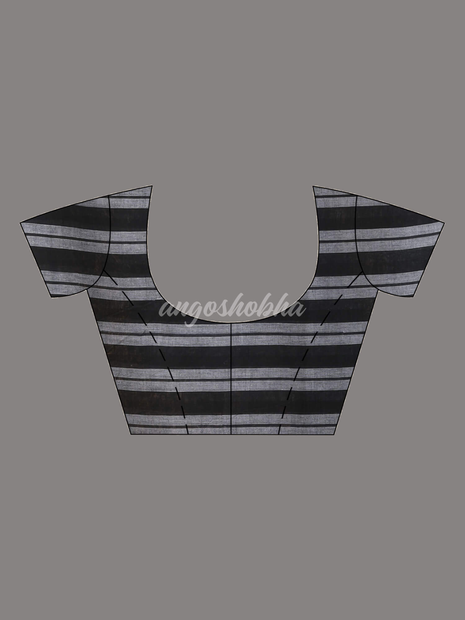 Grey Black Check Cotton Handloom Saree blouse
