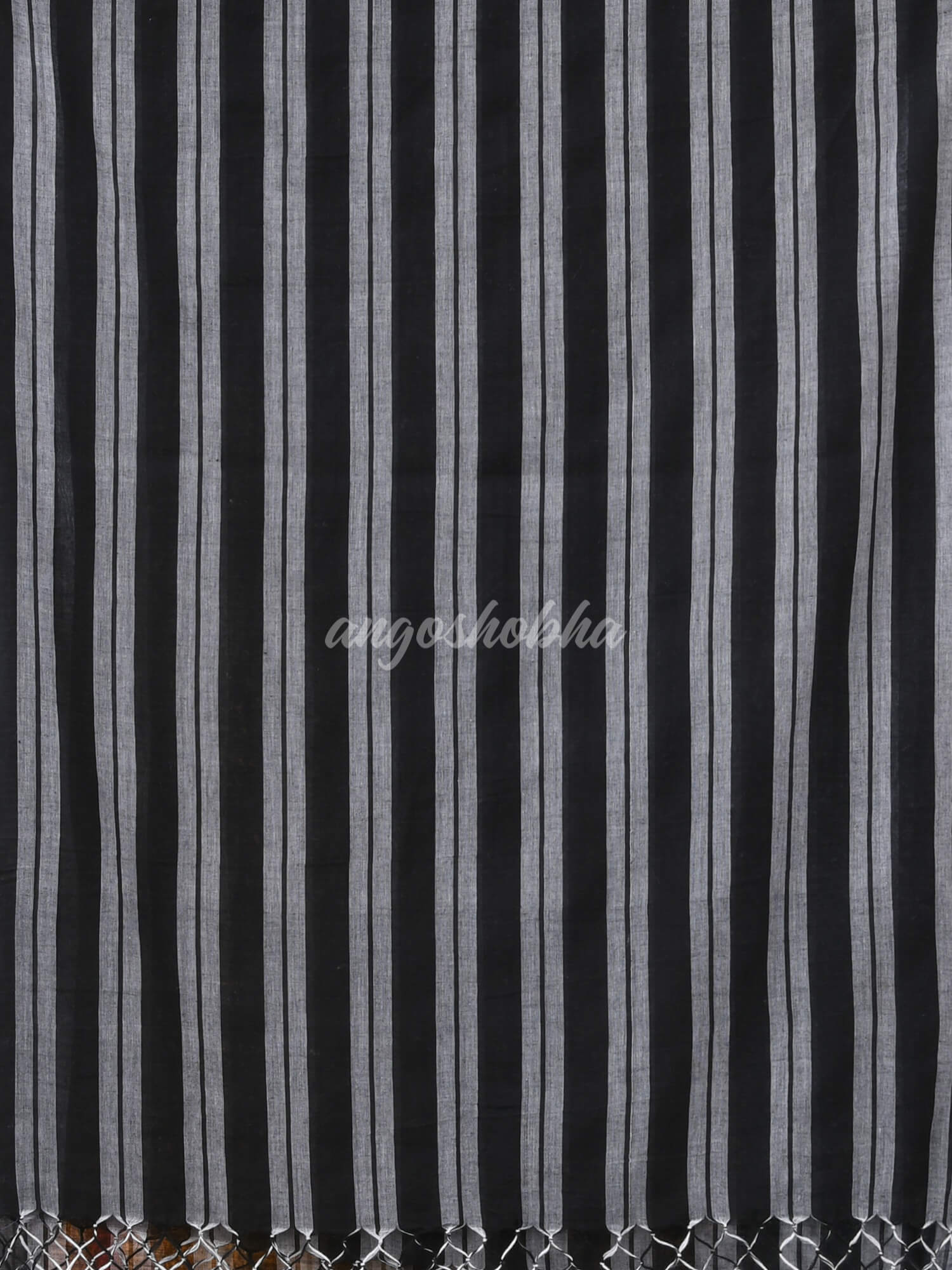 Grey Black Check Cotton Handloom Saree