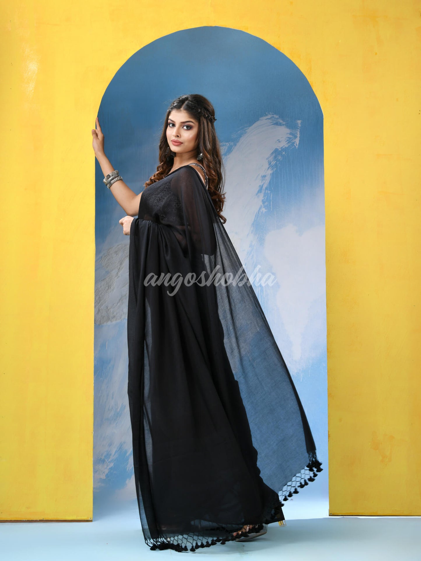 Black Cotton Handloom Saree