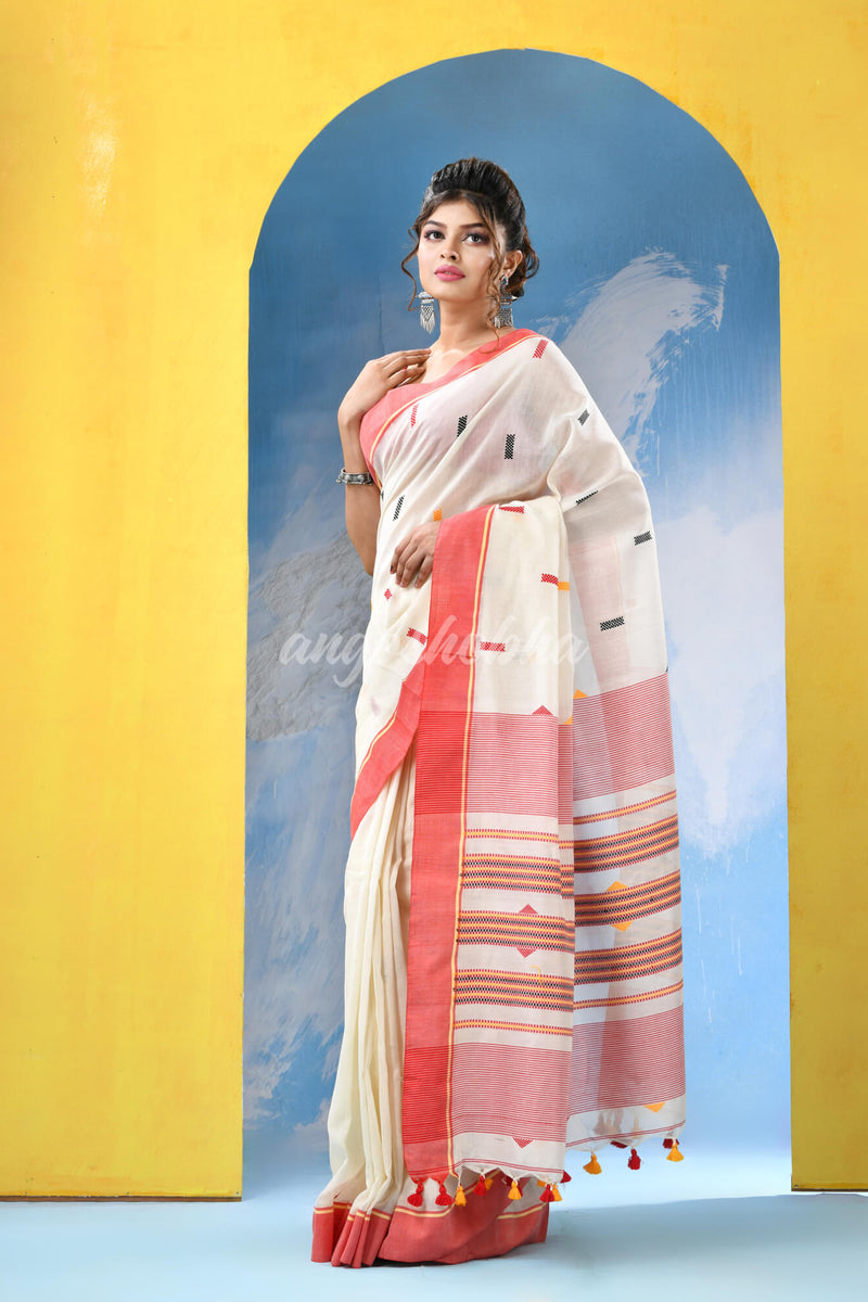 White Cotton Handloom Saree