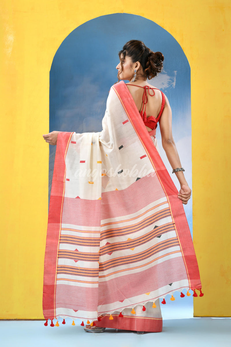 White Cotton Handloom Saree