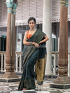 Charcoal Linen Handloom Saree
