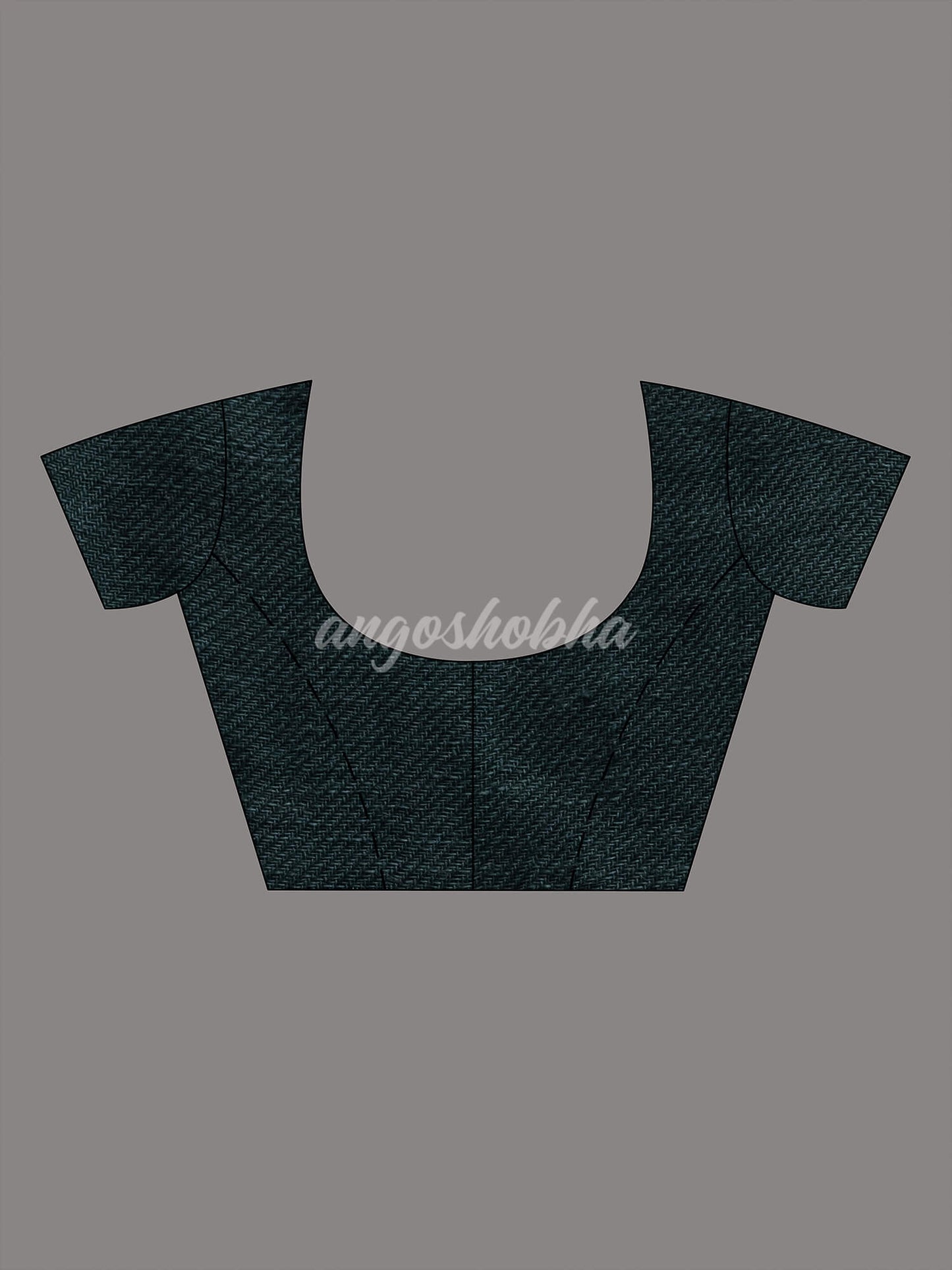 Charcoal Linen Handloom Saree blouse