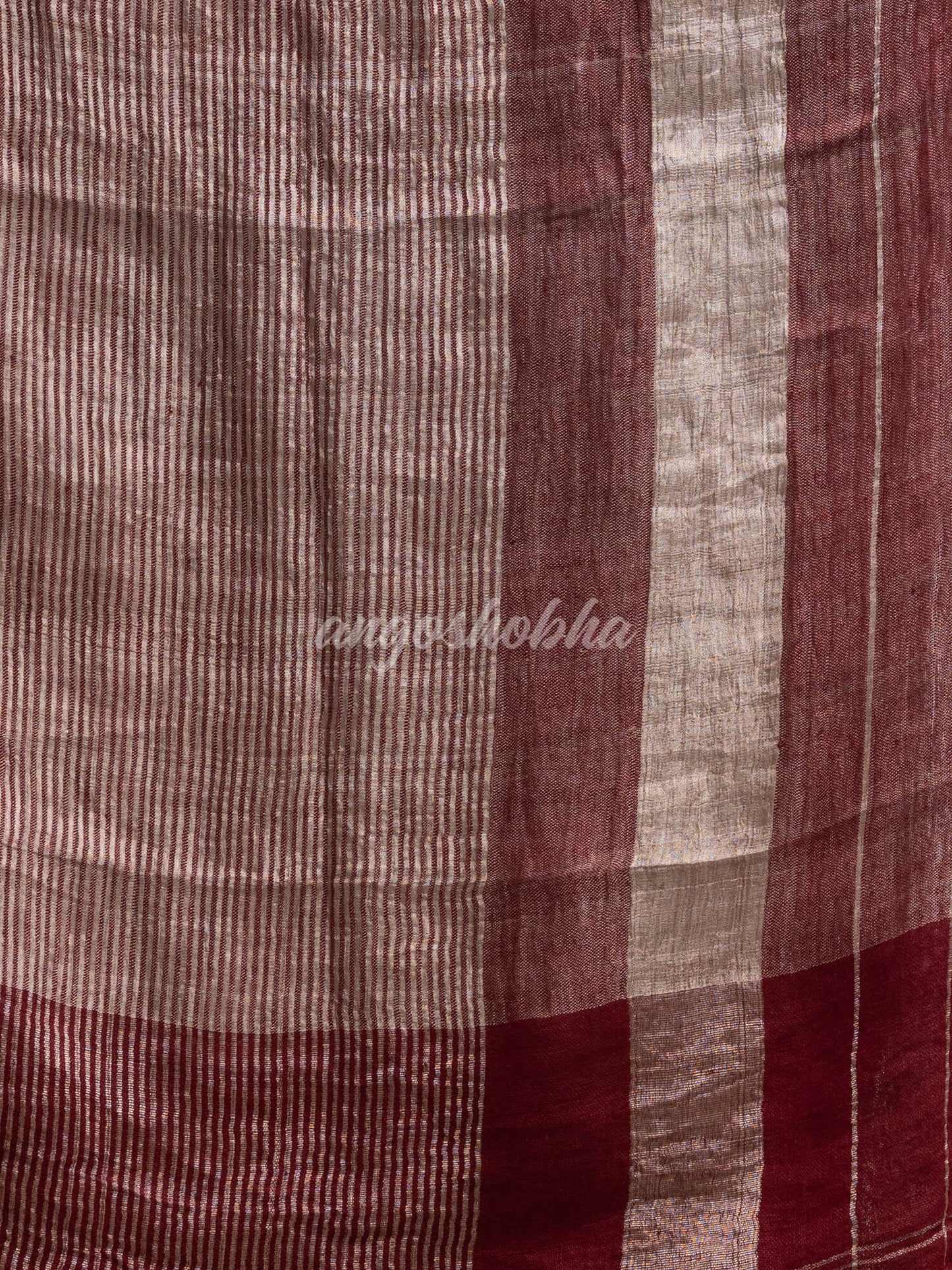 Maroon Linen Handloom Saree