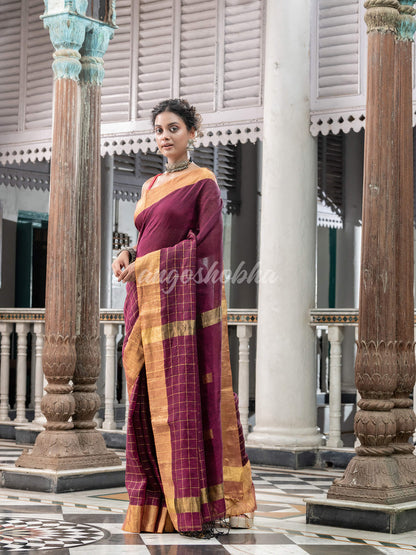 Magenta Linen Handloom Saree